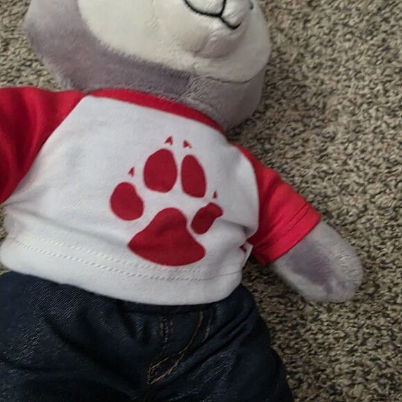 Build A Bear Gray Wiley Wolf 12" Plush Shirt Pants Great Wolf Lodge BABW - Picture 6 of 6